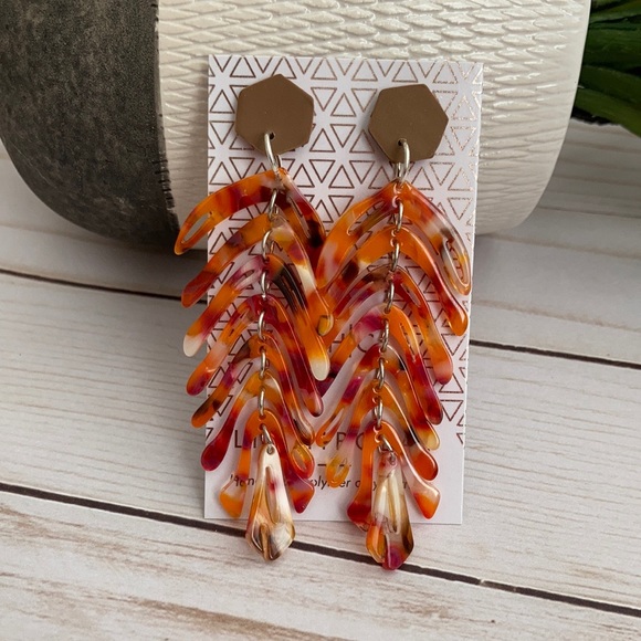 Jewelry - Orange/Brown/Tan Color Handmade Statement Earrings